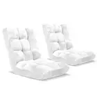 SOGA 2X Floor Recliner Folding Lounge Sofa Futon Couch Folding Chair Cushion Whi