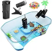 Geegoods Turtle Tank Aquarium With Filter and Platform Plants for Reptile Habitat