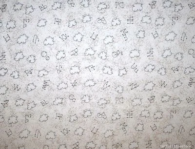 New 100% Cotton Alphabet Clouds Beige Fabric Teacher Sewing Material Per Yard