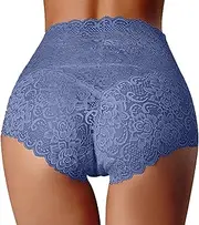 [Generic] Women's Hipster Panties High Waist Lace Briefs Ladies Comfortable Underwear Breathable Full Coverage Briefs
