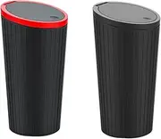 2PCS Car Trash Can - Practical Mini Trash Can, Car Trash Can with Lid, Waterproof and Odor-resistant, with Trash Bag (Black + Red)