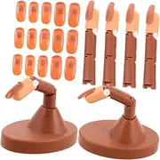 BATHVEVE 1set Realistic Nail Training Hand Model with Flexible Jointed Fingers Detachable Base for Manicure Practice for Beginners and Professionals Complete Kit for Nail Art Training