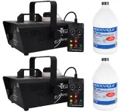 2) Chauvet DJ H1200 Hurricane 1200 Compact Fog Machines W/Remote Timer+Fog Juice