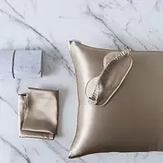 DISANGNI Silk Set: 22 Momme 100% Natural Mulberry Silk Pillow Case & Eye Mask Duo for Hair and Skin (1pc Standard Size 20" x26",Taupe Pillowcase Eye mask Set)