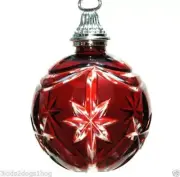 Waterford 2007 Ruby Red Cased Ball Cut to Clear Crystal Ornament NIB