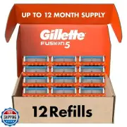 Gillette Fusion5 Mens Razor Blade Refills, 12 Count, Lubrastrip for a More Co