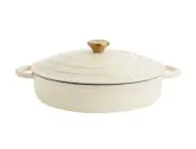 Ivory and Black Rim Enamel Cast Iron Braiser 4 Quart