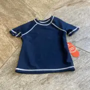 Wonder Nation Baby & Toddler Boy Short Sleeve Swim Rashguard Navy Blue Size 18M