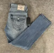 True Religion Geno Big T Flap Slim Light Chilly Jeans Men’s Size 38 38x32 NWT