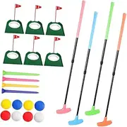 Frediuo Golf Putter with 8 Golf Balls, 6 Golf Putting Cup and Flag, 4 Golf Tees Lightweight Two Way Kids Putter for Teenager Children