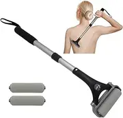 EASACE Lotion Applicator for Back & Body, Long Handle 21.5inch Adjustable Lotion Roller with 2 Replacement Roller for back self(silver)