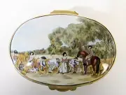 English Handpainted Enamel box-Oval G. Stubbs painting of the Reapers