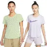 在飛比找遠傳friDay購物優惠-Nike 女裝 短袖上衣 慢跑 排汗 綠/紫 DX0132-