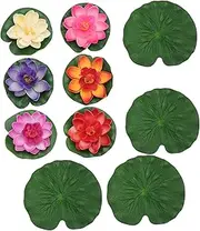 Cabilock 10pcs Fake Lotus Fountain Decors Water Surface Lotus Ornaments Pool Scene Decors