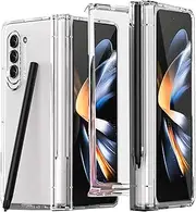 [Ueiieeh] Case Cover Compatible with Samsung Galaxy Z Fold 3 Case with Built-in Screen Protector & S Pen Slot Full Protective Cover for Samsung Z Fold 3 Phone Case (Clear)