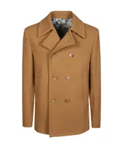 Etro Twill Pea Coat S light brown