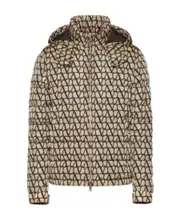 Valentino Toile Iconographe-Print Long-Sleeved Padded Jacket IT52,IT50 Beige/Black