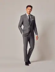 Hawes & Curtis Mid Grey Twill Wool Slim Fit Suit Size: One Size