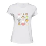 Chinese Zodiac Horoscope 12 Animal Sign Cute White Ladies Women T Shirt Tee Top