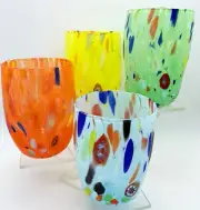 ARLECCHINO MURANO STEMLESS WINE - OLD FASHIONED GLASSES - SET OF 4 - PASTEL