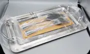 Ulta New Stainless Steel Tray 8" x 14" 3 pieces Large Fork Cake Server Box inclu