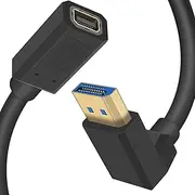 Duttek 8k Mini Displayport to Displayport 1.4 Cable, UP Angled Displayport Male to Mini Displayport Female Cable with Gold-Plated, Support Bi-Directional Transmission for Gaming Monitor.1FT/30cm
