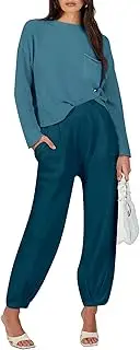 [ANRABESS] Women's Two Piece Outfits Long Sleeve Knit Top Fall Sweater Set Oversized Pants Tracksuit Lounge Sets