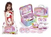 15 Pcs Unicorn Tea Set Llittle Girls Princess Party Play Toy Teapot Cup Plates