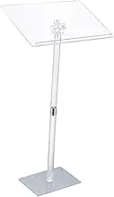 Perfk Acrylic Podiums Stand Transparent Pulpit Display Book Holder Portable Podiums Modern Lectern for Office Presentation Classroom