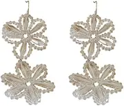 [RYEPOLNIX] Handmade Earrings Exaggerated Clear Beaded Snowflake Tassel Stud Earrings Summer Beach Sweet Cute Cool Girls Party Earrings/656