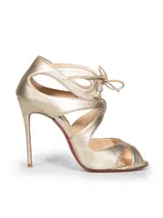 Gold Leather Tie Up Sandals