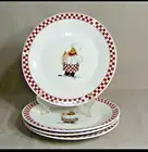 Alco Dinner Plates Italian Chef Design Red Checkered Border Dishes! 28 piece set