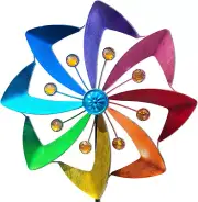 Wind Spinner Metal Kinetic Pinwheel Large Outdoor Yard Garden Decoration Rainbow