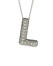 Suzy Levian Silver 0.77 ct. tw. Gemstone Initial Necklace (A-Z) NoColor