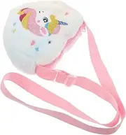 [SAFIGLE] Unicorn Heart Shape Plush Crossbody Bag for Girls Boys and Girls Novelty Candy Storage Purse
