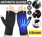 Copper Compression Arthritis Gloves Brace Fingerless Glove Joint Pain Support