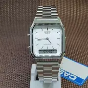 Casio AQ-230A-7D Vintage Series Analog Digital White Dial Stainless Steel Watch