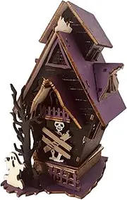 Gvblkq Halloween Haunted Building - Haunted House Decorations | 3D Lighted Rustic Ornaments Horror Room Home Fireplace for Farmhouse Party Decoration Room