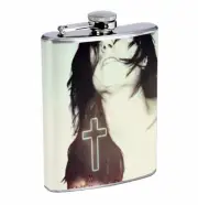 Flask Girl Cross 01R 8oz Stainless Steel Hip Drinking Whiskey
