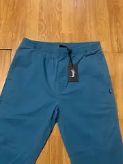 Stussy Pants Mens Small Blue Baggy Loose Streetwear Brushed Odyed Beach Trousers