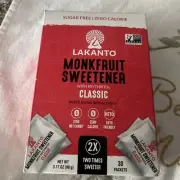 Classic Monk Fruit Sweetener w/Erythritol 30Packets - White Sugar , Zero Net...