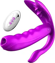 Wearable Vibrator, Clit Stimulator Auto Warming G-Spot Tongue Rabbit Dildo Vibrator with Muti Speed Vibration Modes, Remote Control Dual Stimulation Rechargeable Anal Adult Sex Toys for Women Couples Adult Sex Toy
