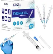 Disposable Syringes with Needle – Pack of 100 Sterile 3 ml Syringe with needles for injection – 23 Gauge 1 inch Luer Lock Syringe- Ideal for Labs, Crafts – Visible and Clear Graduation