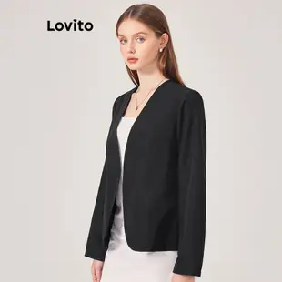 Lovito 女款優雅素色基本款西裝外套 L71ED278 (黑色)