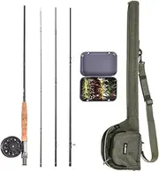 9' Fly Fishing Rod and Reel Combo with Carry Bag 20 Flies Complete Starter Package Fly Fishing 28010-TA7