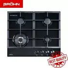 Brohn BRGC6001BLK 60cm 4 Burner Built-in Gas Black Glass Cooktop