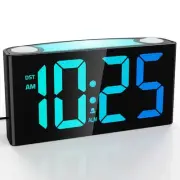 Digital Alarm Clock for Bedrooms - Plug-in LED Clock with Dynamic RGB Digits,...
