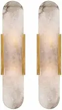 Classic Wall lamp, Modern Marble Wall Lamps Set of Two Creative Design Art Wall Light Bathroom Vanity Wall Sconce Lighting Alabaster Wall Lamps for Living Room Bedside Corridor Balcony