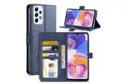 For Samsung Galaxy A23 4G /A23 5G SupRShield Wallet Leather Card Holder Flip Protective Shockproof Magnetic Case Cover (Navy Blue)