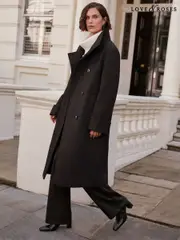 Love & Roses Black Funnel Neck Button Coat (AN8260) | $91